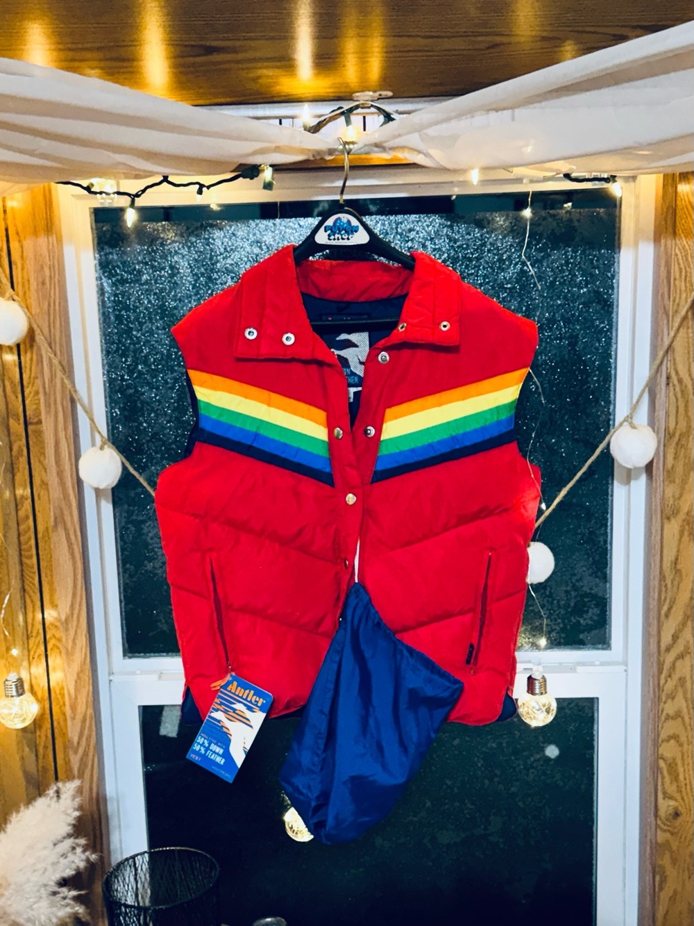 Vintage 70s ANTLER Rainbow Down Puffer Vest Red Ladies NWT “Kelso vest” Large